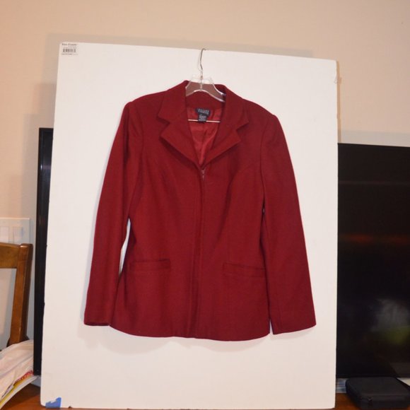 Hillard & Hanson TM 100% Wool Dark Red Lining Pockets Women's Jacket 8 - Picture 6 of 8